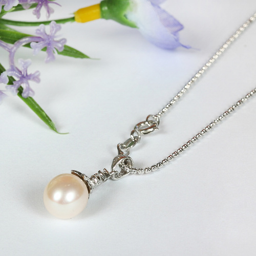 Perlenkette, Halskette Süßwasserperlen, 925er Silber, 4158